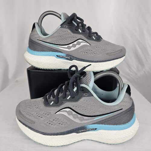 Saucony Triumph 19 Womens Size 7 Wide Gray Blue Comfortable Running Sneakers