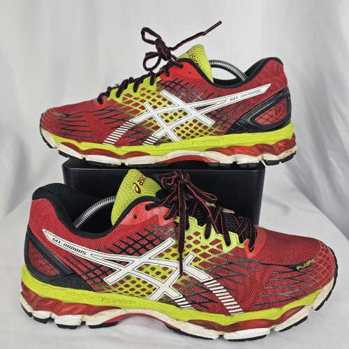 Asics Mens Gel Nimbus 17 T507N Red Volt Yellow Running Shoes Lace Up Size 11