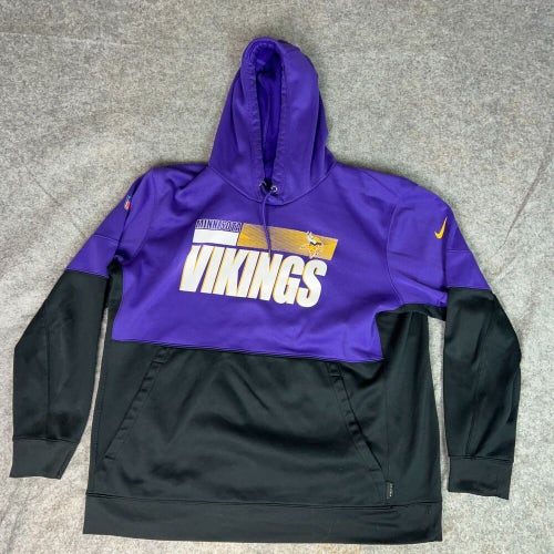 Minnesota Vikings Mens Hoodie 2XL XXL Nike Purple Black Team Issued Football NFL