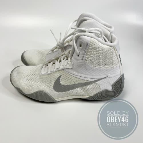 Nike Tawa “White Metallic Silver” Flyknit  Wrestling Shoes Size 8