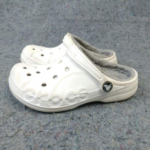 Crocs Classic Clogs Shoes Size 2 White Fur Lined Boys Girls Unisex Sandals