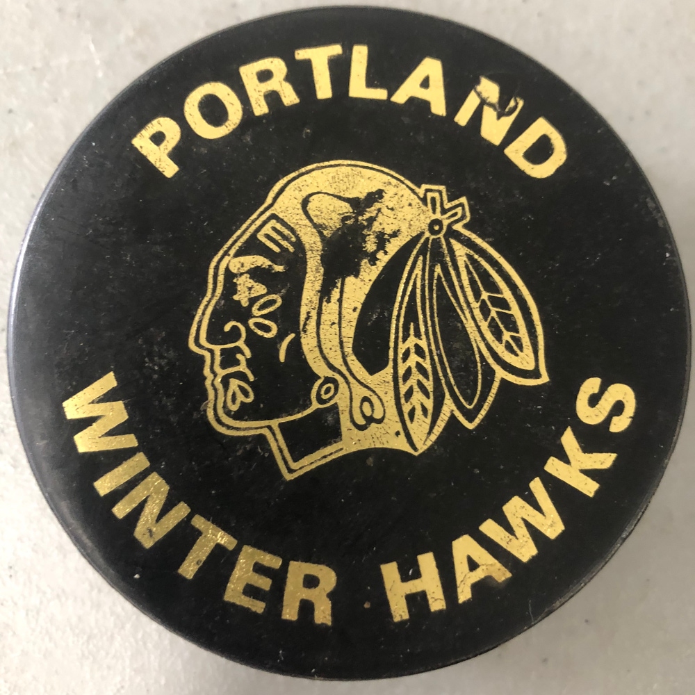 Portland Winter Hawks puck (1982 WHL Champs)