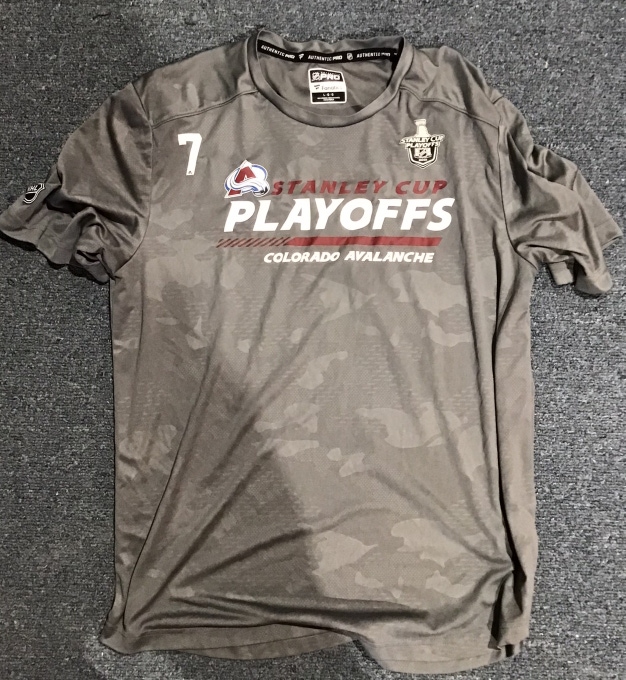 Colorado Avalanche # Player Issued Playoff Gray New Large Fanatics Short Sleeve Shirt