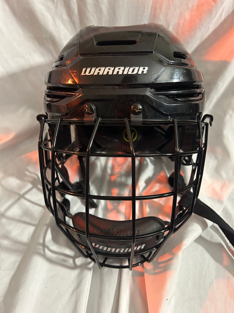 Small Black Warrior Alpha One Hockey Helmet With Cage