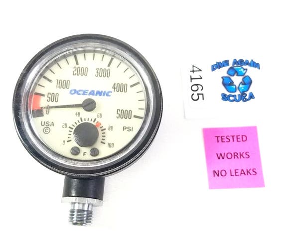 Oceanic 5000 PSI SPG Submersible Pressure Gauge + Thermometer 5,000 Scuba  #4165