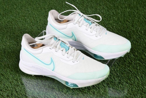 NIKE AIR ZOOM INFINITY TOUR NEXT% GOLF SHOES CLEATS, WHITE/ MINT FOAM US MENS 9