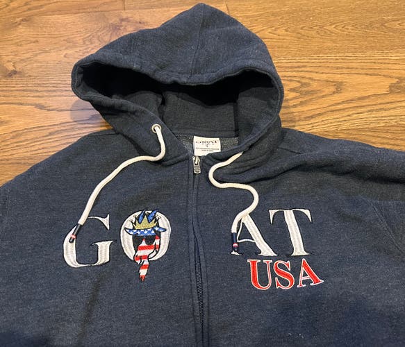 GOAT Full Zip Blue Embroidered Sweatshirt Size XL