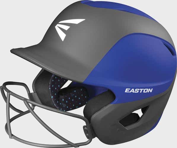New Easton Ghost 2-tone M L Fastpitch Softball Helmet Royal Charcoal W Mask 6 5 8 - 7 1 4