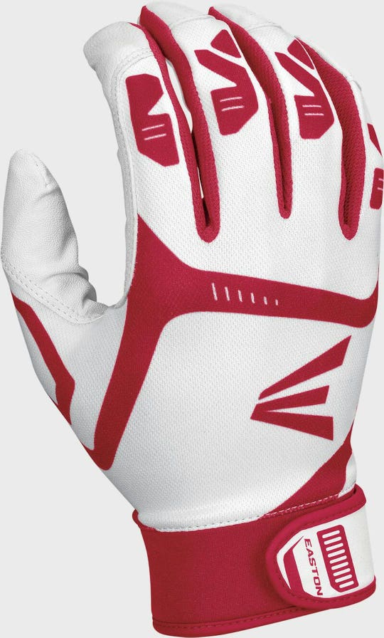 New Easton Gametime Batting Gloves White Red Adult Xl