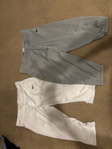 Used Large Nike Game Pants White and Grey