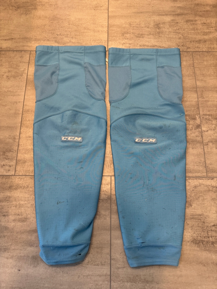 Practice Used OHL Windsor Spitfires Blue Used Large CCM Pro Stock Socks