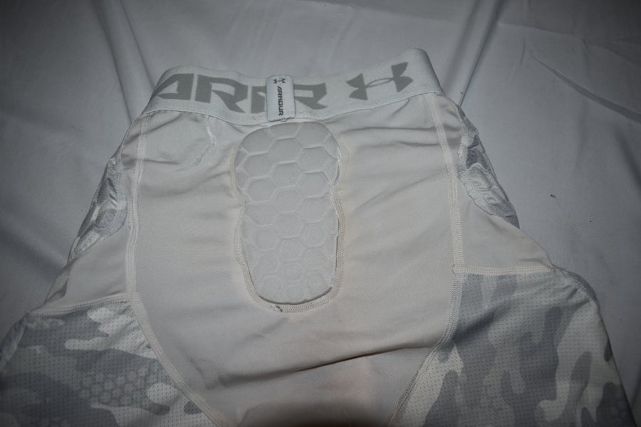 Under Armour Compression HeatGear 5 Pad Hex Girdle with Cup Pocket, White Camo, Adult Medium