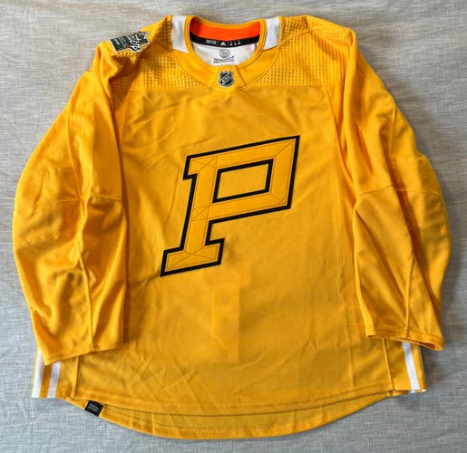 Pittsburgh Penguins 2023 Winter Classic Adidas MiC 56 Primegreen Practice Jersey Yellow