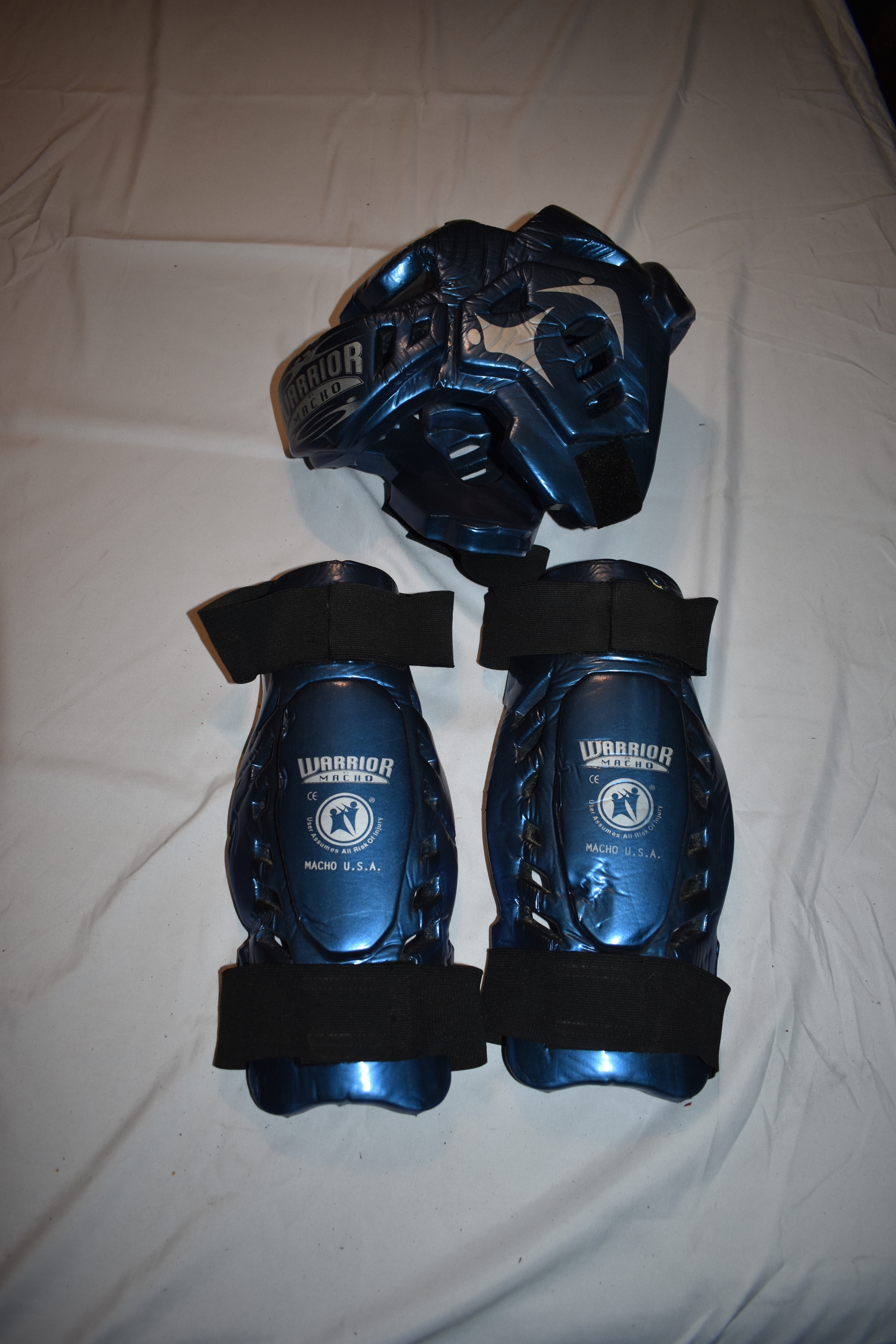Warrior Macho Sparring Pads, Head and Shin, Blue, Adult