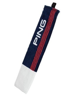 PING Golf 100% Cotton Tri-Fold Towel Navy-Red NEW w/ Tags #96340