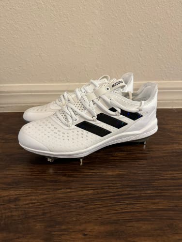 Adidas Adizero Afterburner 8 White/Silver Metal Cleats Size 9 FY3862