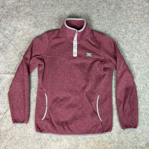 LL Bean Womens Sweater Small Maroon Snap Logo Pullover Outdoor Hiking Gorpcore