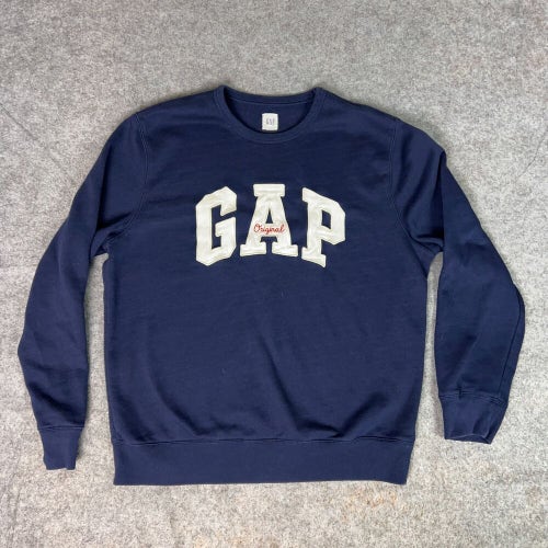 Gap Mens Sweatshirt Large Navy Gray Sweatshirt Sweater Spellout Casual Logo Top