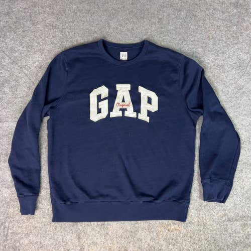 Gap Mens Sweatshirt Large Navy Gray Sweatshirt Sweater Spellout Casual Logo Top