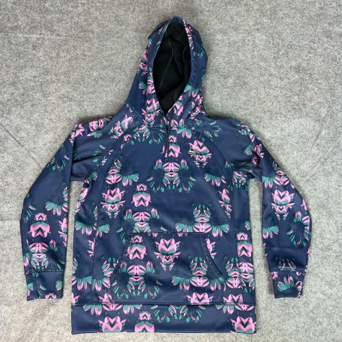Burton Mens Hoodie Medium Navy Pink Sweatshirt Sweater Snowboard Floral Top