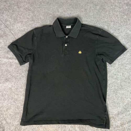 Brooks Brothers Mens Polo Shirt Extra Large Black Gold Logo Golf Slim Casual Top