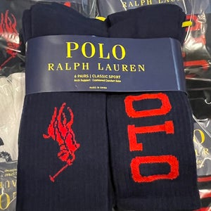 Polo Ralph Lauren Big Pony Classic Sport Men's Crew Socks 6 Pairs