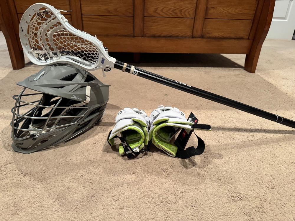Lightly Used Lacrosse Bundle For Players : Helmet,stick ,Gloves