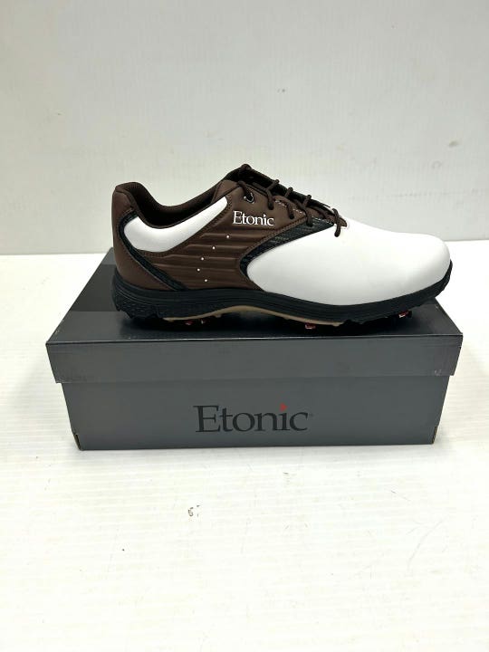 New Etonic Stabilite White Brown Senior 13 Golf Shoes
