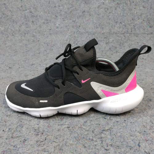 Nike Free RN 5 Girls 7Y Running Shoes Low Top Sneakers Black Pink AR4143-002