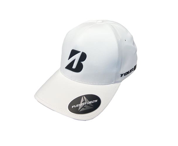 NEW 2024 Bridgestone Golf Tour B Delta 3D White Small/Medium Fitted Golf Hat/Cap