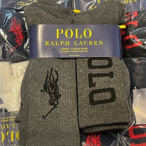 Polo Ralph Lauren Big Pony Classic Sport Men's Crew Socks 6 Pairs