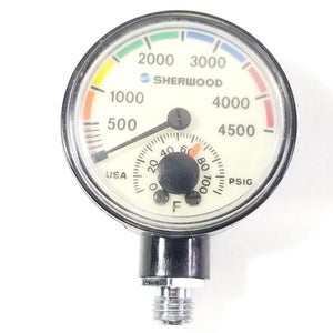 Sherwood 4500 PSI SPG Submersible Scuba Pressure Gauge w Thermometer #4243