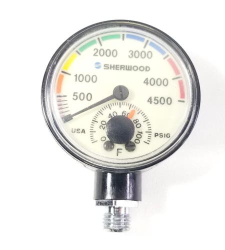 Sherwood 4500 PSI SPG Submersible Scuba Pressure Gauge w Thermometer       #4243