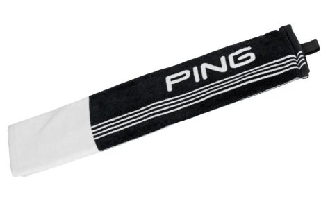 PING Golf 100% Cotton Tri-Fold Towel Black-White NEW w/ Tags #96339