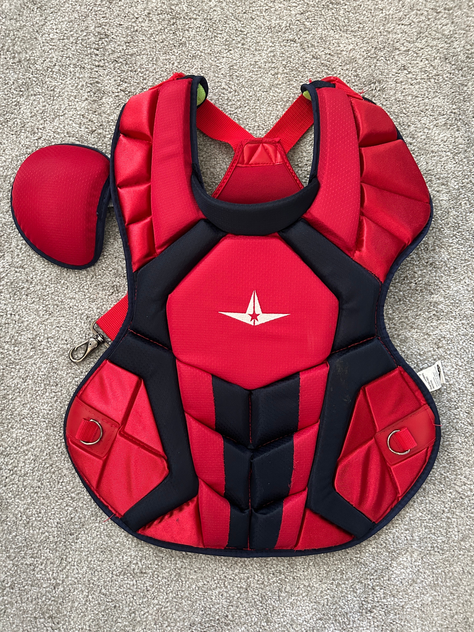 All-Star S7 (System 7) AXIS™ CP50PRO Catcher's Chest Protector - Scarlet/Navy