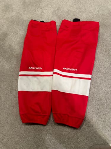 Red Adult Men's Used Large Bauer Skate Socks
