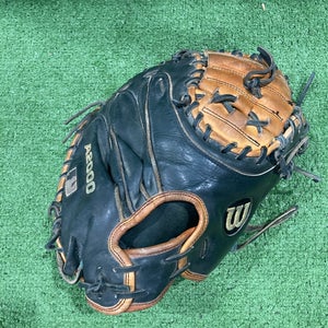 Black Used Wilson A2000 Pudge Right Hand Throw Catcher's Baseball Glove 32.5"
