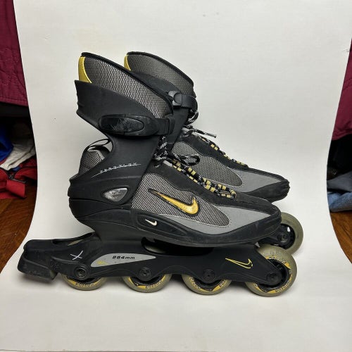 Vintage 90s Nike Air Zoom Carbon Inline Skates Street Hockey Black Yellow Sz 8.5