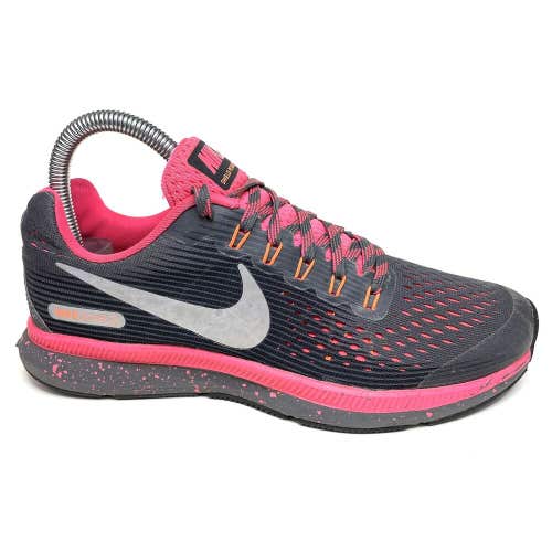 Nike Air Zoom Pegasus 34 Shield GS Dark Grey Silver Pink Shoes 4.5 Y 922849 001