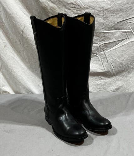 Frye Jackie 4001 Tall Black Leather Pull-On Riding Boots US Women's Size 6 B