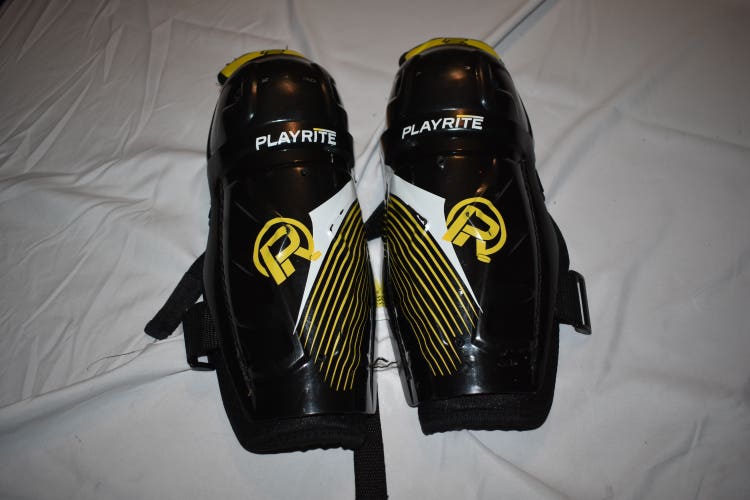 Sher-Wood PlayRite Hockey Shin Pads, Black/Yellow, 10 Inches - Great Condition!