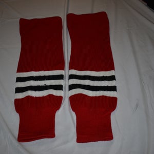 Knit Striped Hockey Socks, Red/White/Black, 24 Inches