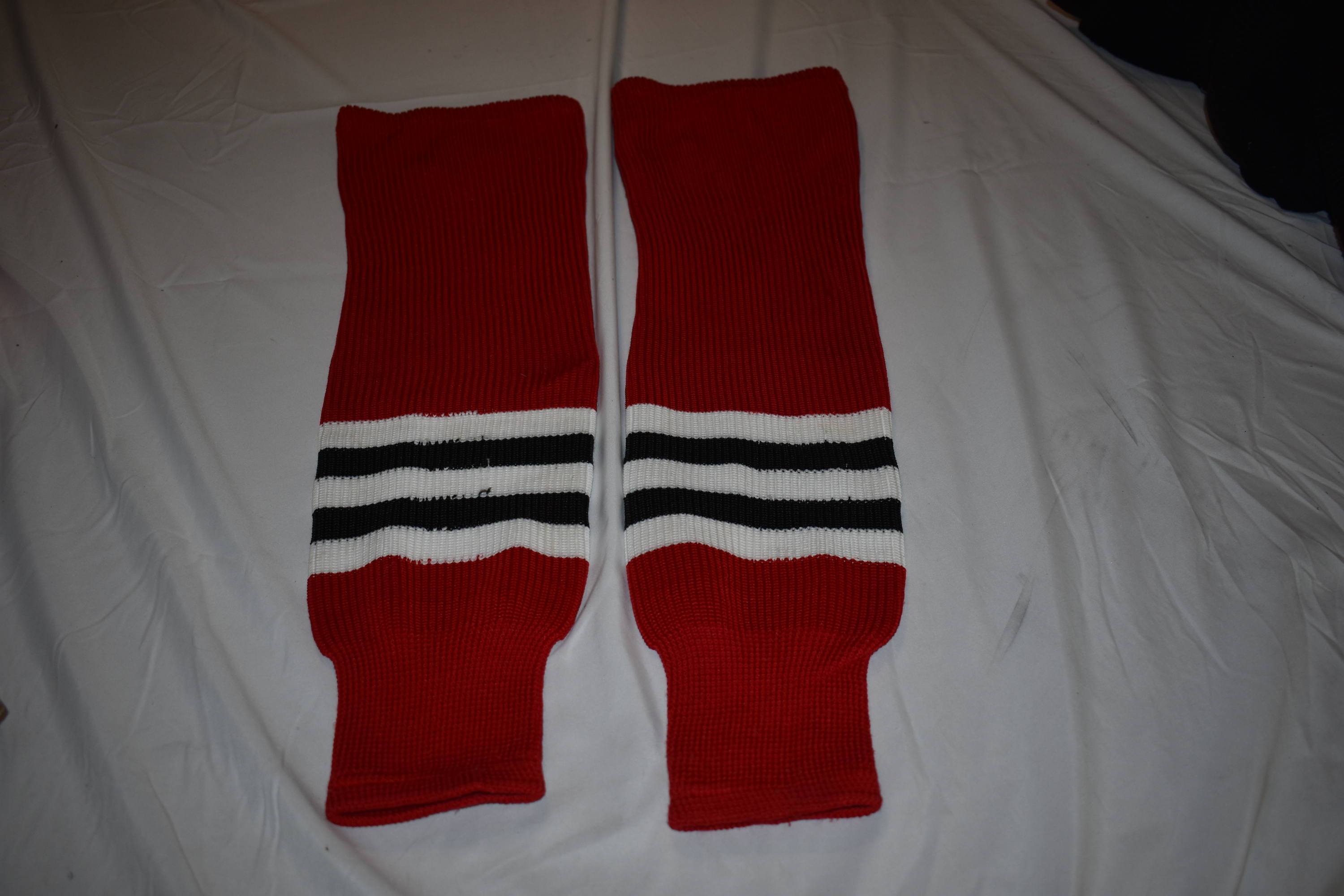 Knit Striped Hockey Socks, Red/White/Black, 24 Inches