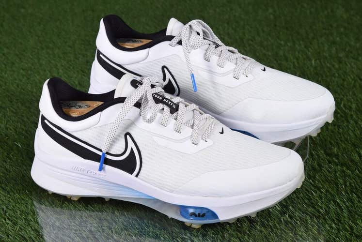 NIKE AIR ZOOM INFINITY TOUR NEXT% GOLF SHOES CLEATS, WHITE/PHOTO BLUE US MENS 9
