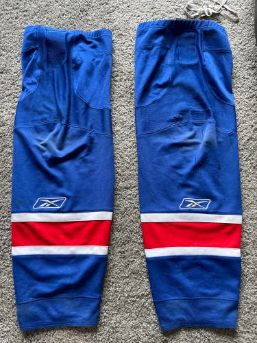 Hockey socks Ranger colors.