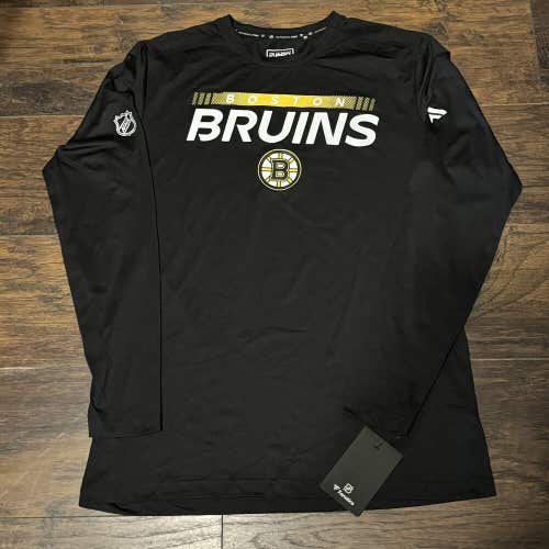 Boston Bruins NHL Fanatics Authentic Pro Workout Long Sleeve Tee Shirt Sz Medium