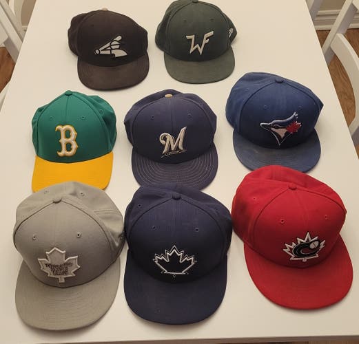 Lot of 8 New Era Fitted Hats - 7 3/8