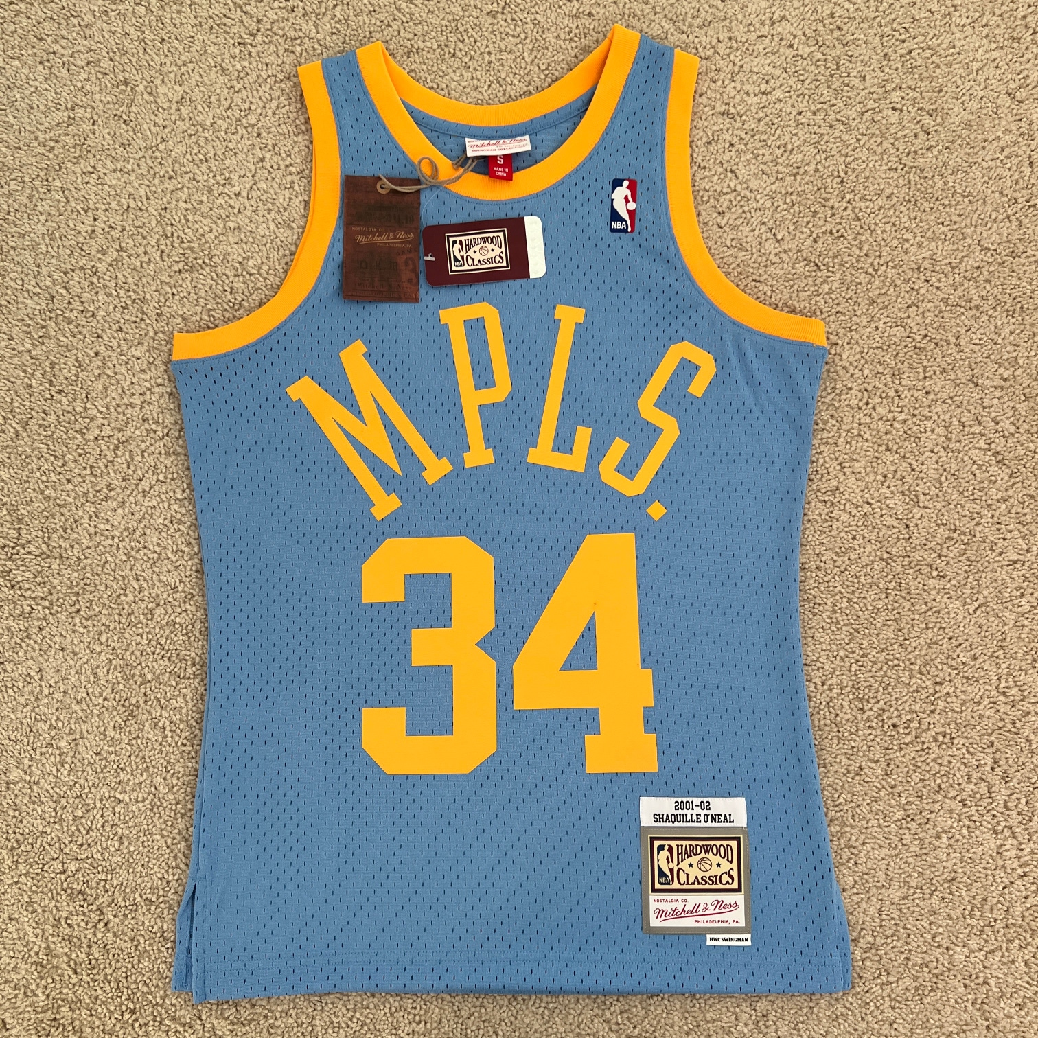 Shaquille O'Neal Los Angeles Lakers MPLS Mitchell and Ness Jersey Men's Size Small
