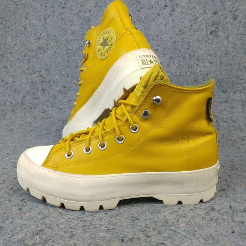 Converse Chuck Taylor All Star Womens 8 Shoes Lugged Heel Leather Yellow Gold