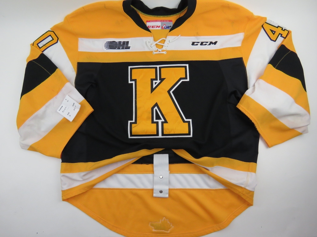 CCM Kingston Frontenacs OHL CHL Pro Stock Game Worn Used Hockey Jersey 58 GOALIE Peressini